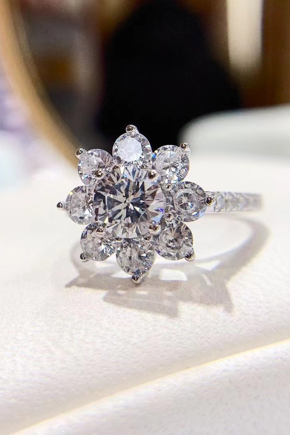 1 Carat Moissanite Flower Ring 