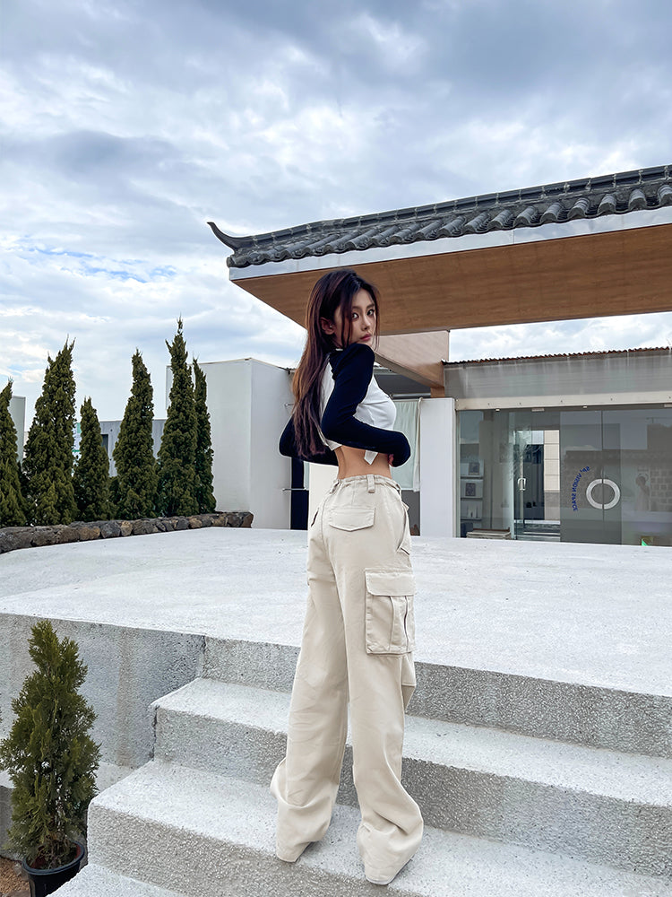 High Waist Straight Casual Wide Leg Trousers