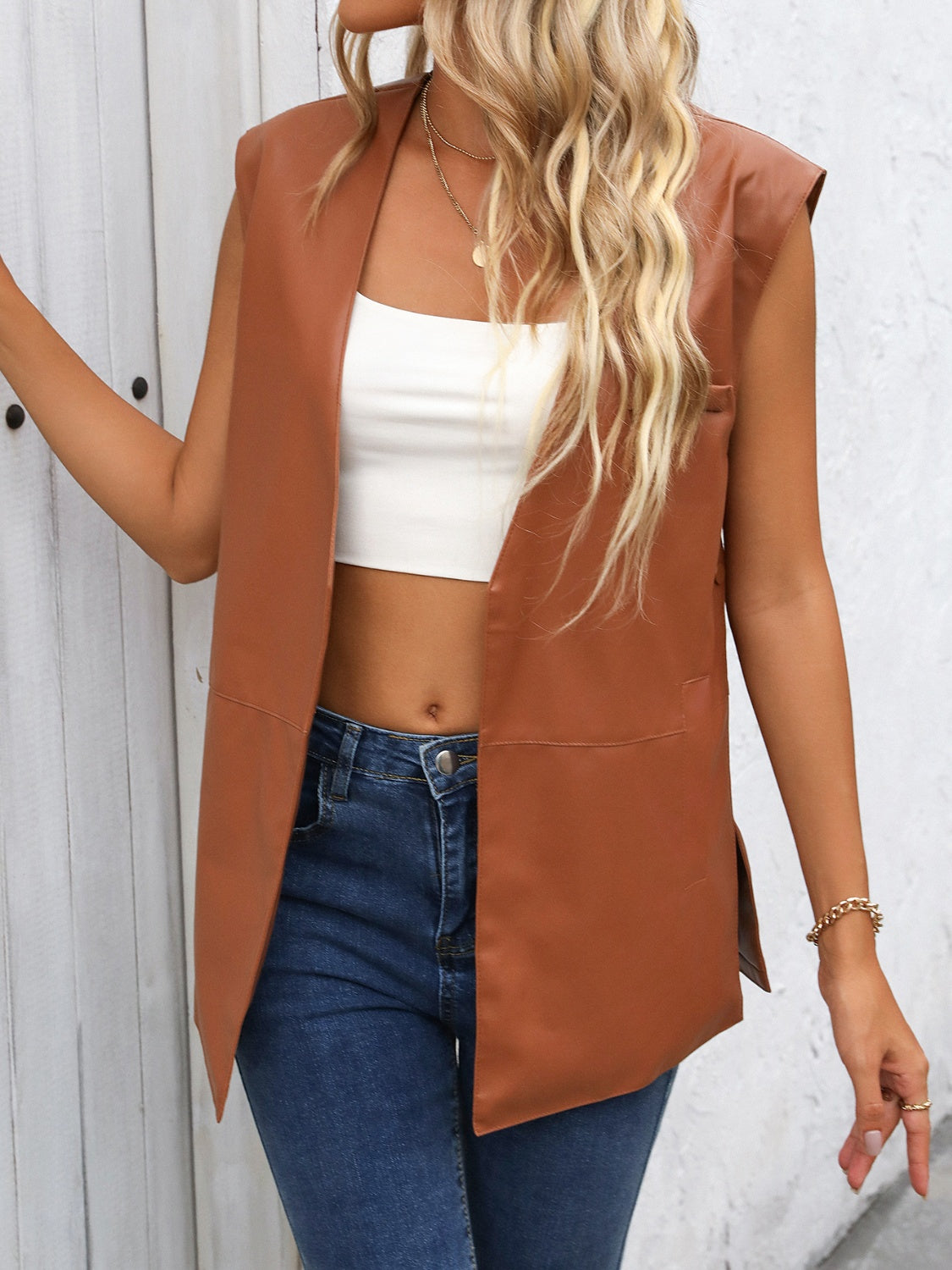 Side Slit Open Front Vest