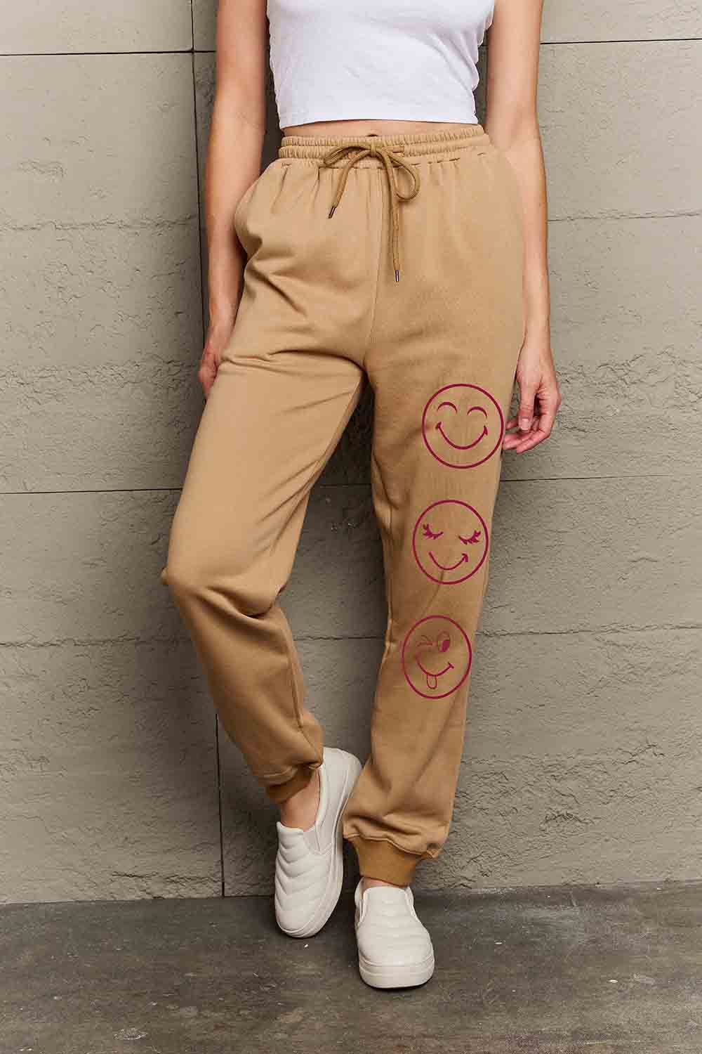 Simply Love Full Size Emoji Graphic Sweatpants - Babbazon new