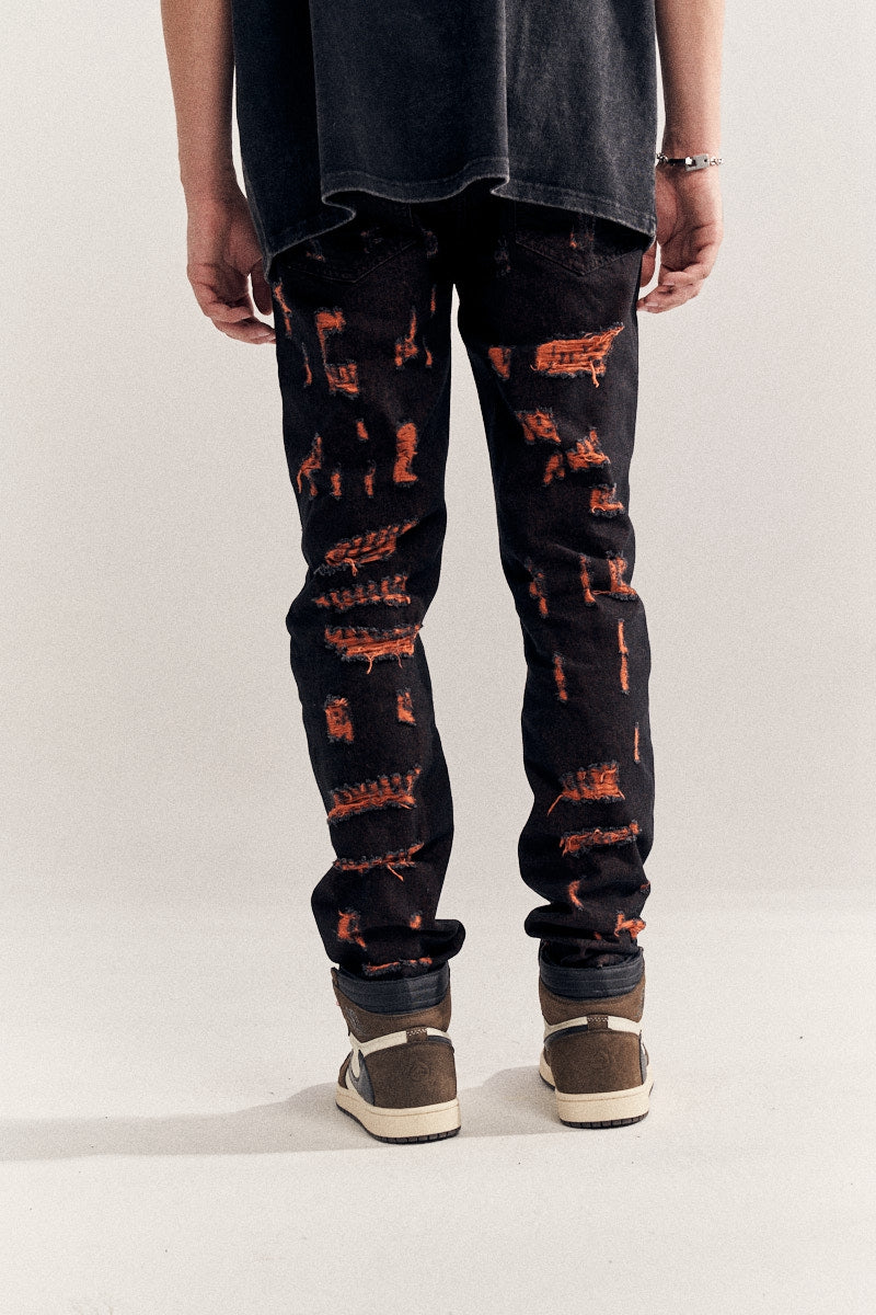 Destruction Orange Jeans