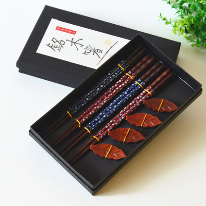 Wooden Chopsticks 4 Pairs Of Chopsticks Chopstick Holder Combination Gift Box Set