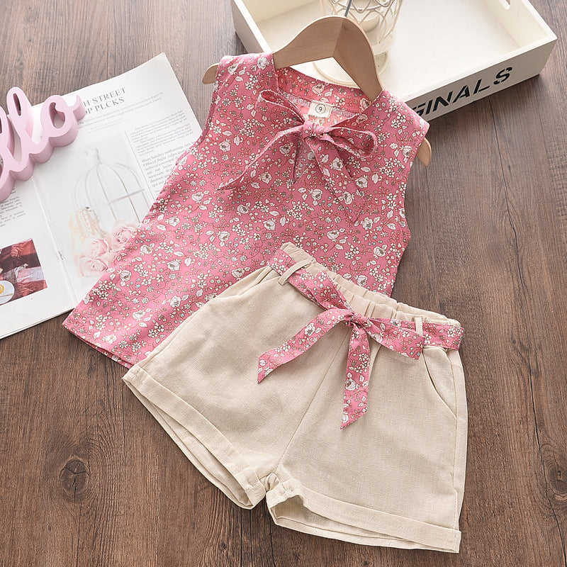 Ice Cream Printed t-Shirt + Shorts Girls Suit Pants