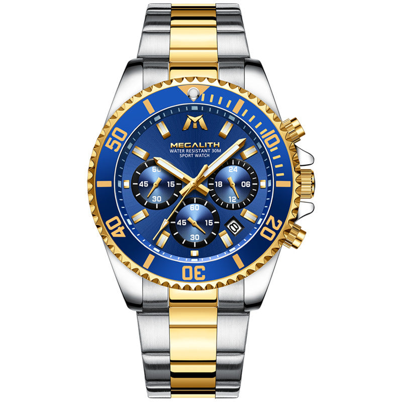 All-match six-pin three-eye men's watch