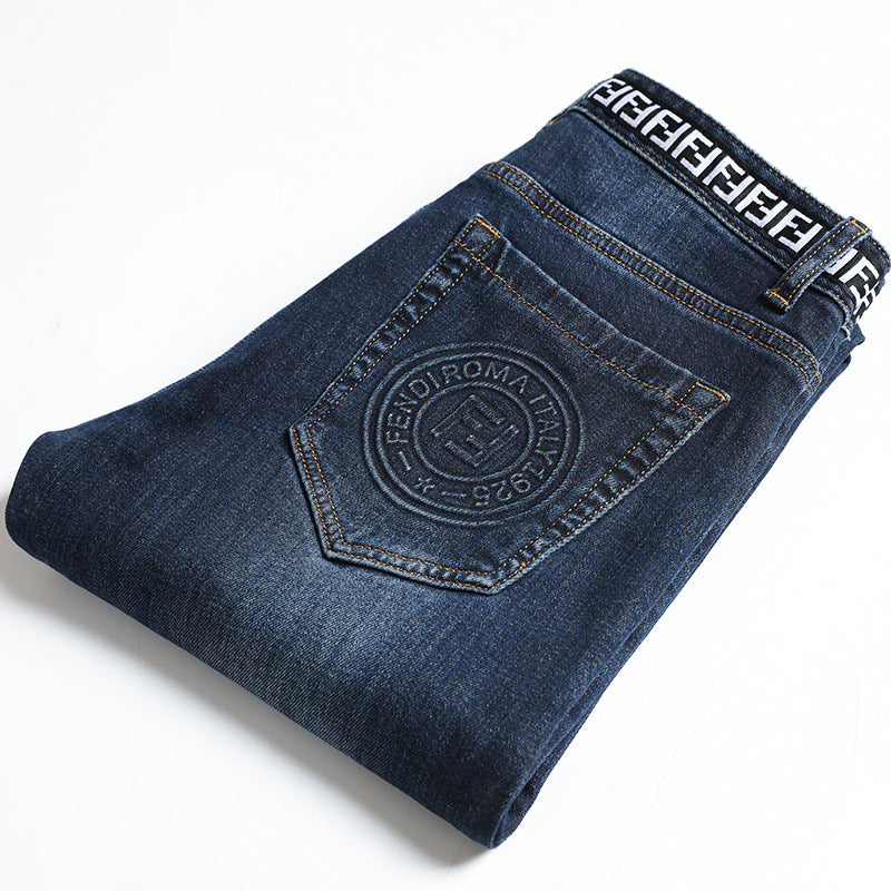 Autumn and Winter New Thick Korean Style Slim Men's Jeans