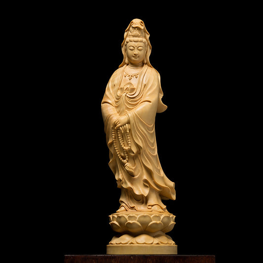 Small Leaf Boxwood Buddha Statue