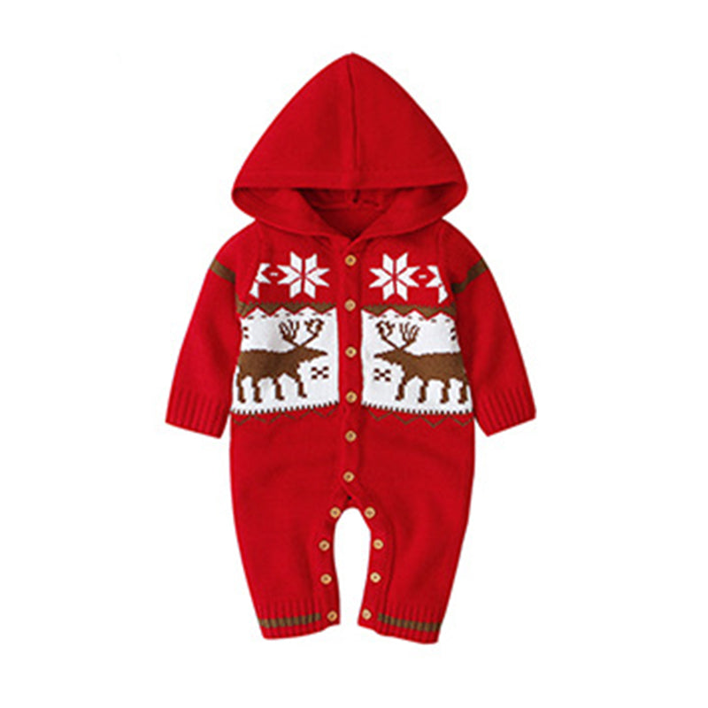 Knitted Hooded Baby Romper 