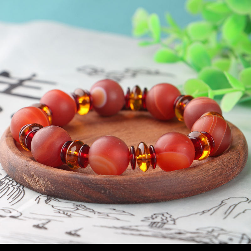 Men's Agate Hand String Old Agate Hand String Agate Bracelet With Buddha Head