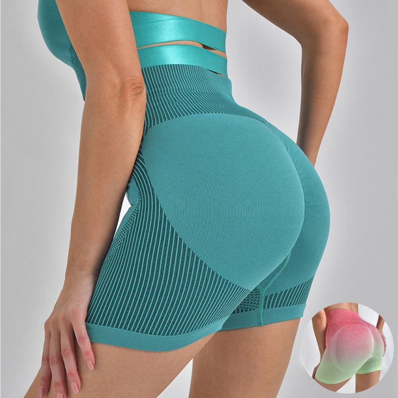 Striped Yoga Shorts High Waist Hip-lifting Tight Pants For Women Running Fitness Sports Leggings 