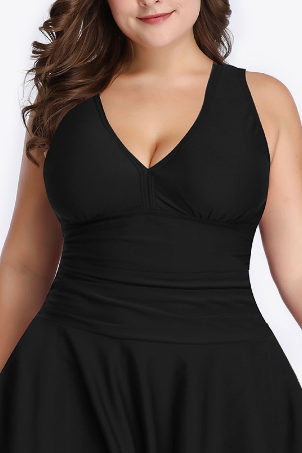 Plus Size Plunge Swim Dress 