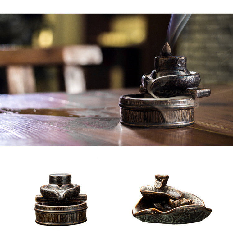 Ceramic backflow incense burner