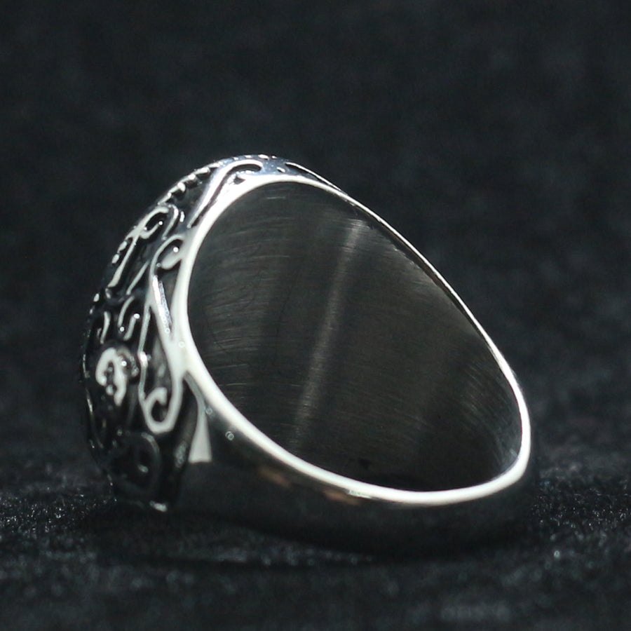 Buddha head titanium steel ring