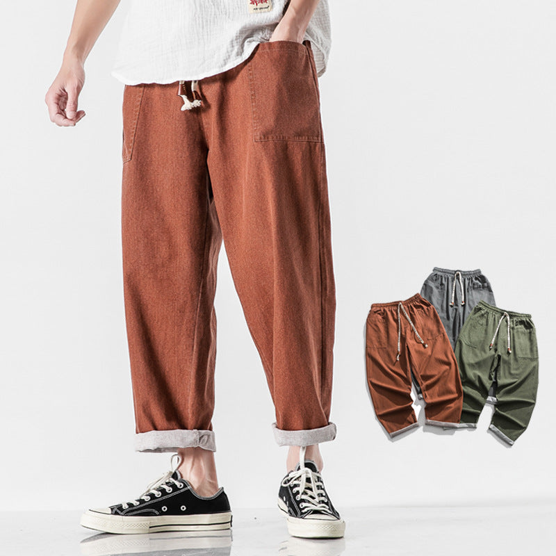 Nine-point retro wide-leg pants