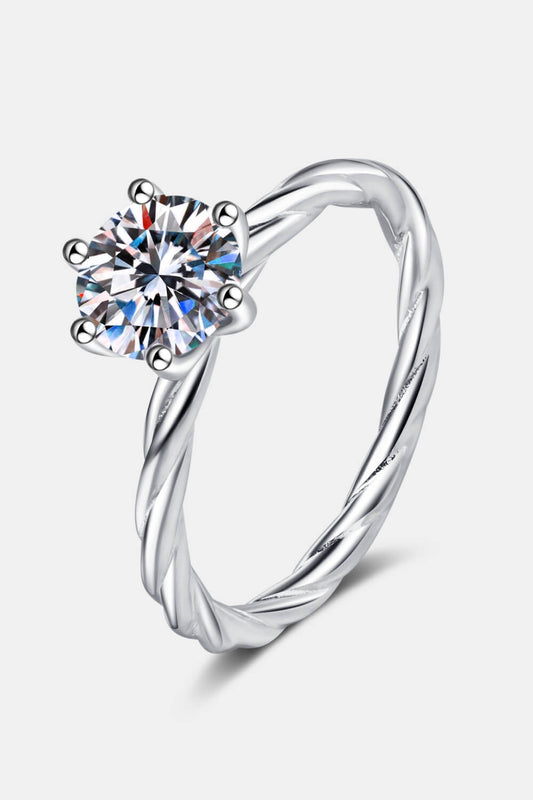 1 Carat Moissanite 6-Prong Twisted Ring - Babbazon Ring