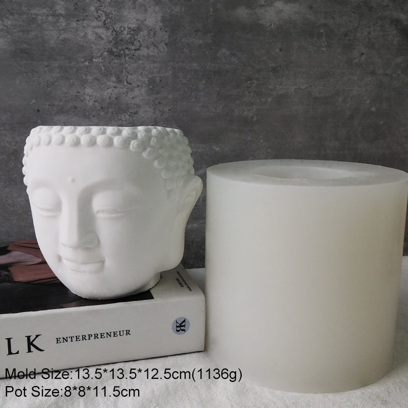 Creative Buddha Shape Concrete Cement Flower Pot Silicone Mold