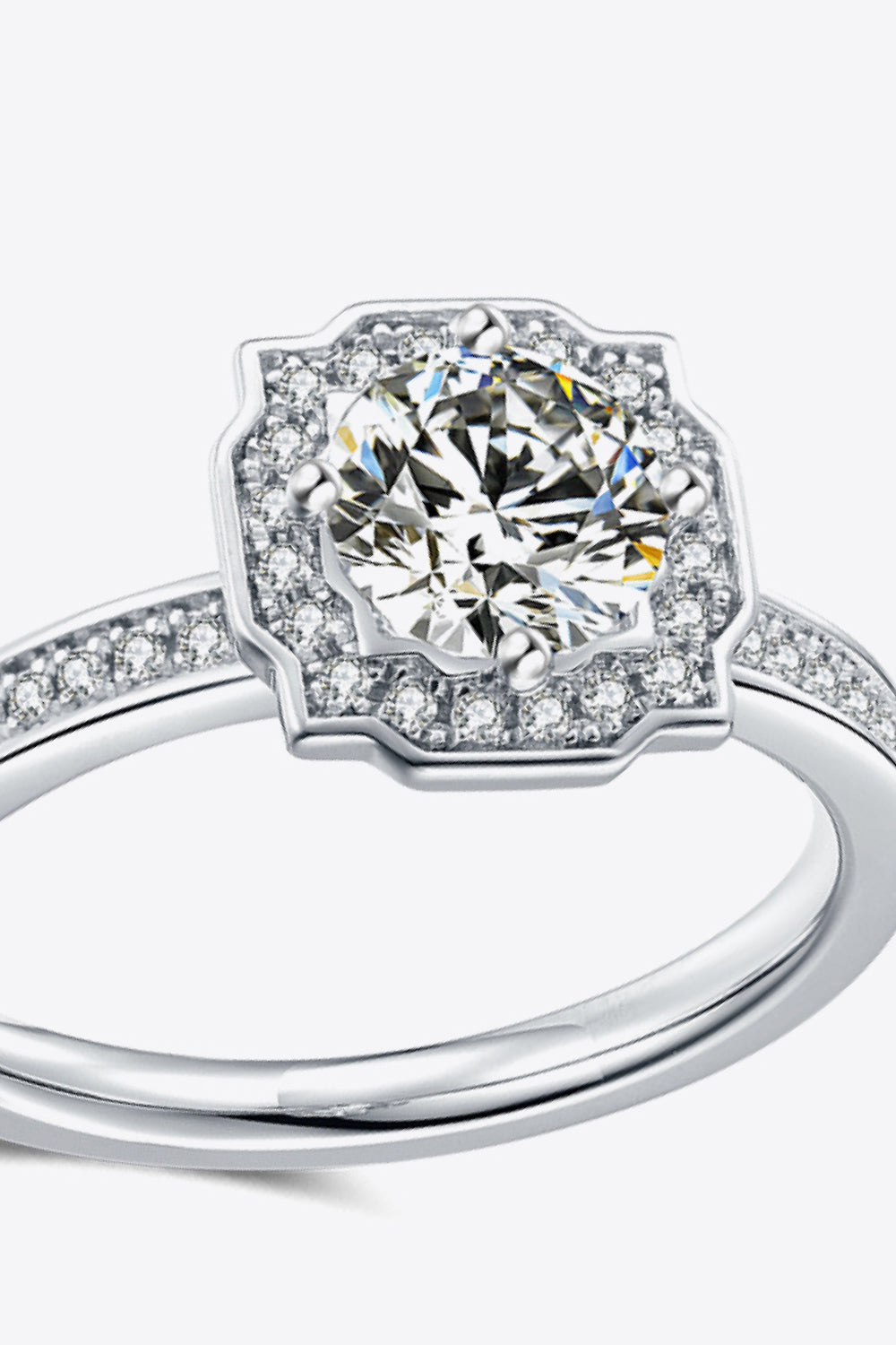 1 Carat Moissanite Platinum-Plated Ring 