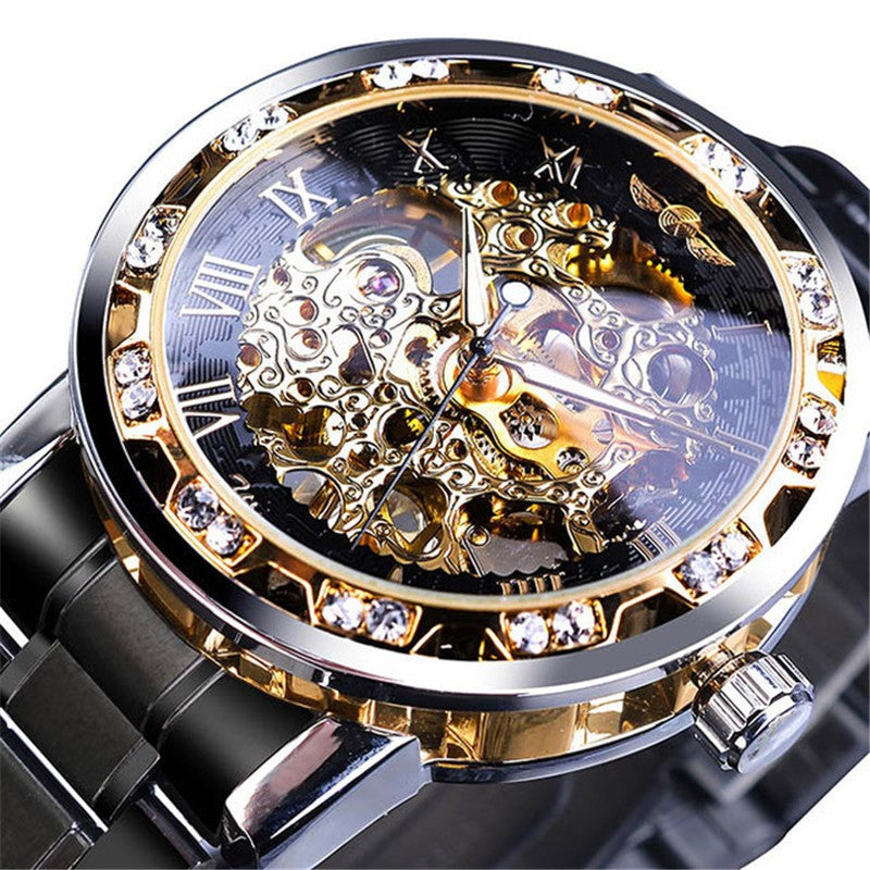 Classic popular hollow rhinestone mechanical watch