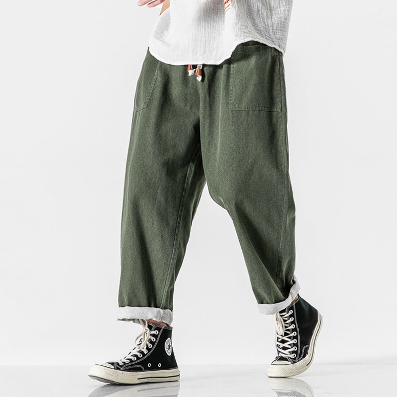 Nine-point retro wide-leg pants