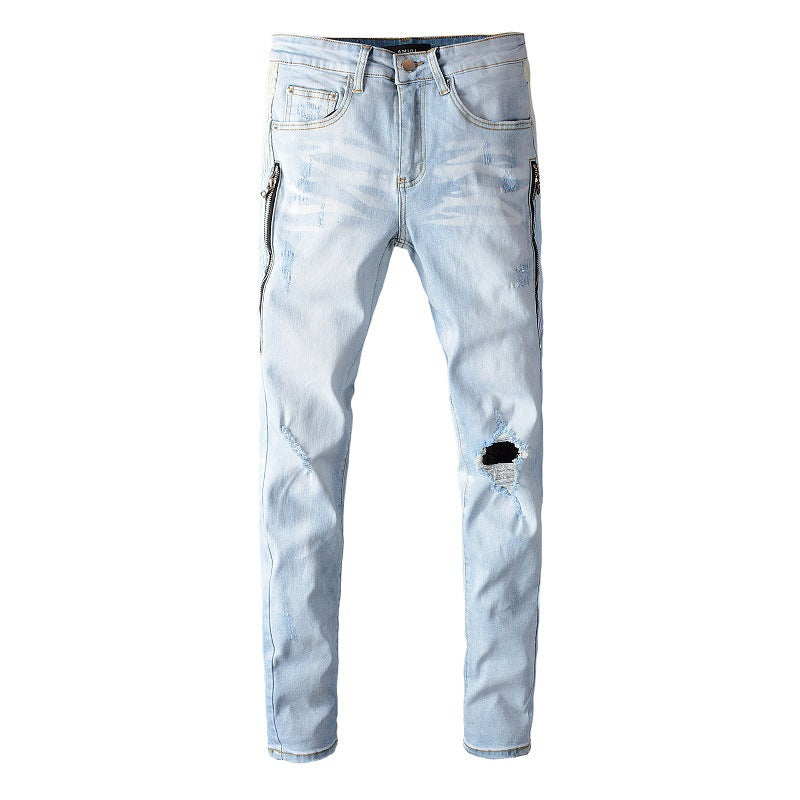 High Street Fashion Men's Jeans With Holes