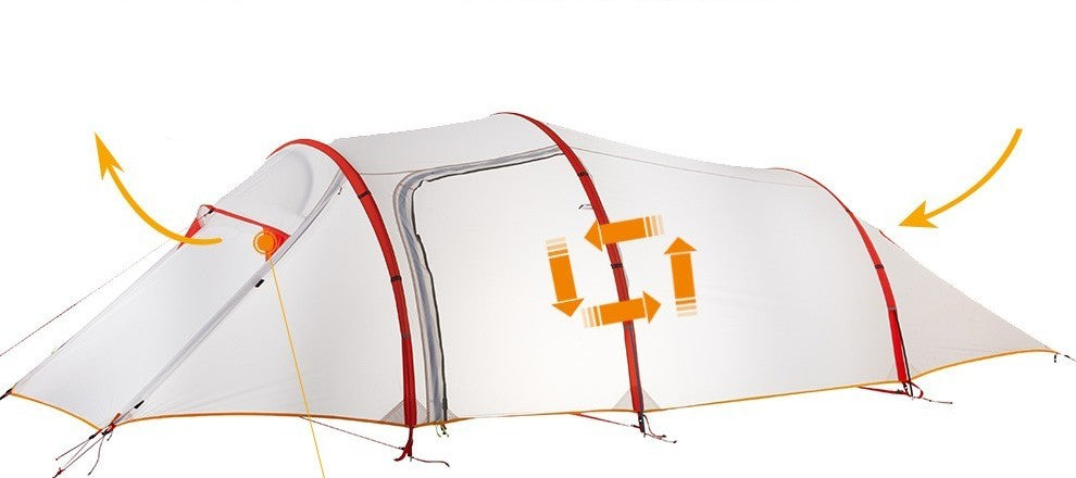 Static Nebula Layer  Light 3 Person Tunnel Tent Outdoor Mountaineering Camping 