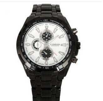 Fashion alloy steel watch band men's watch fake three eyes six pin male business table