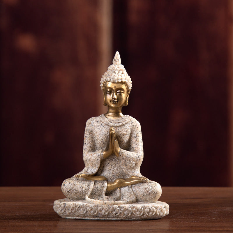 Sandstone resin crafts small sitting Buddha ornaments