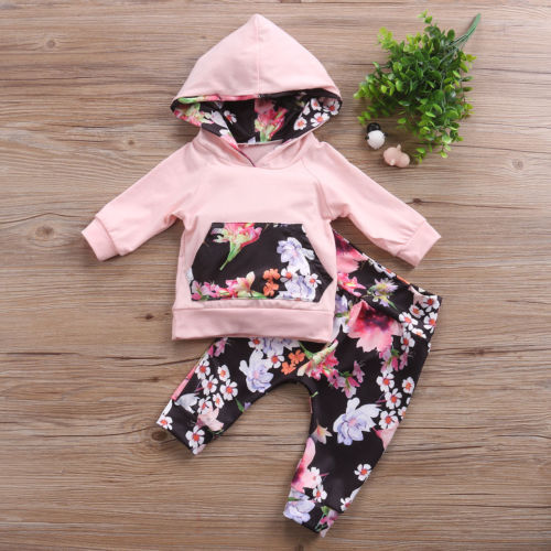 Baby print sweatshirt chest pocket set