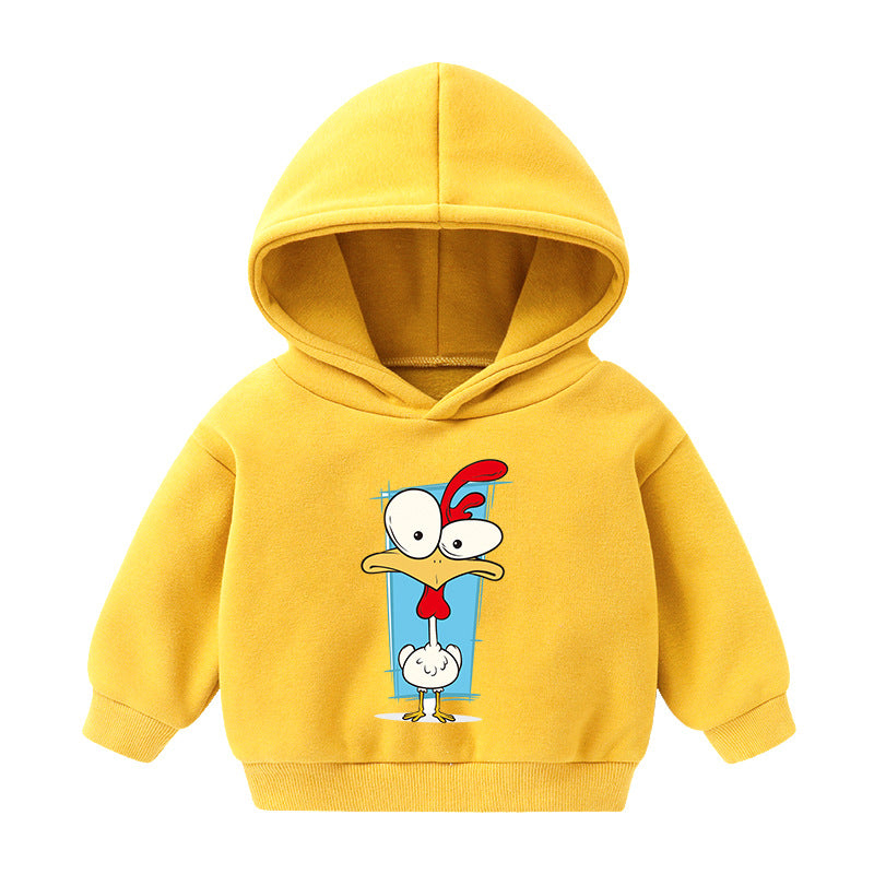 Children's Hooded Sweatshirt Fleece-lined Autumn And Winter Cartoon Printed Long-sleeved Top