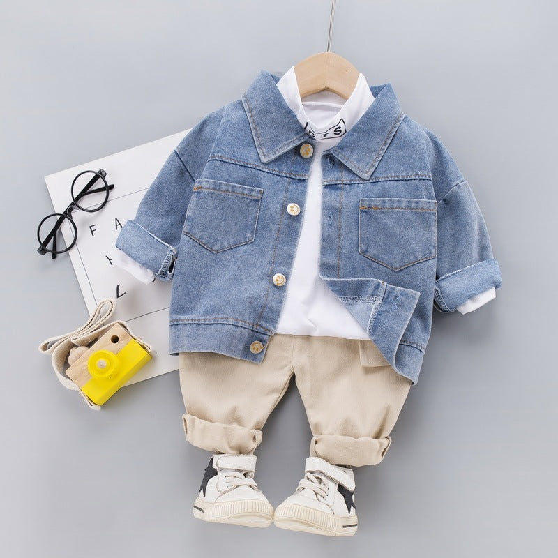 Three-piece baby denim jacket