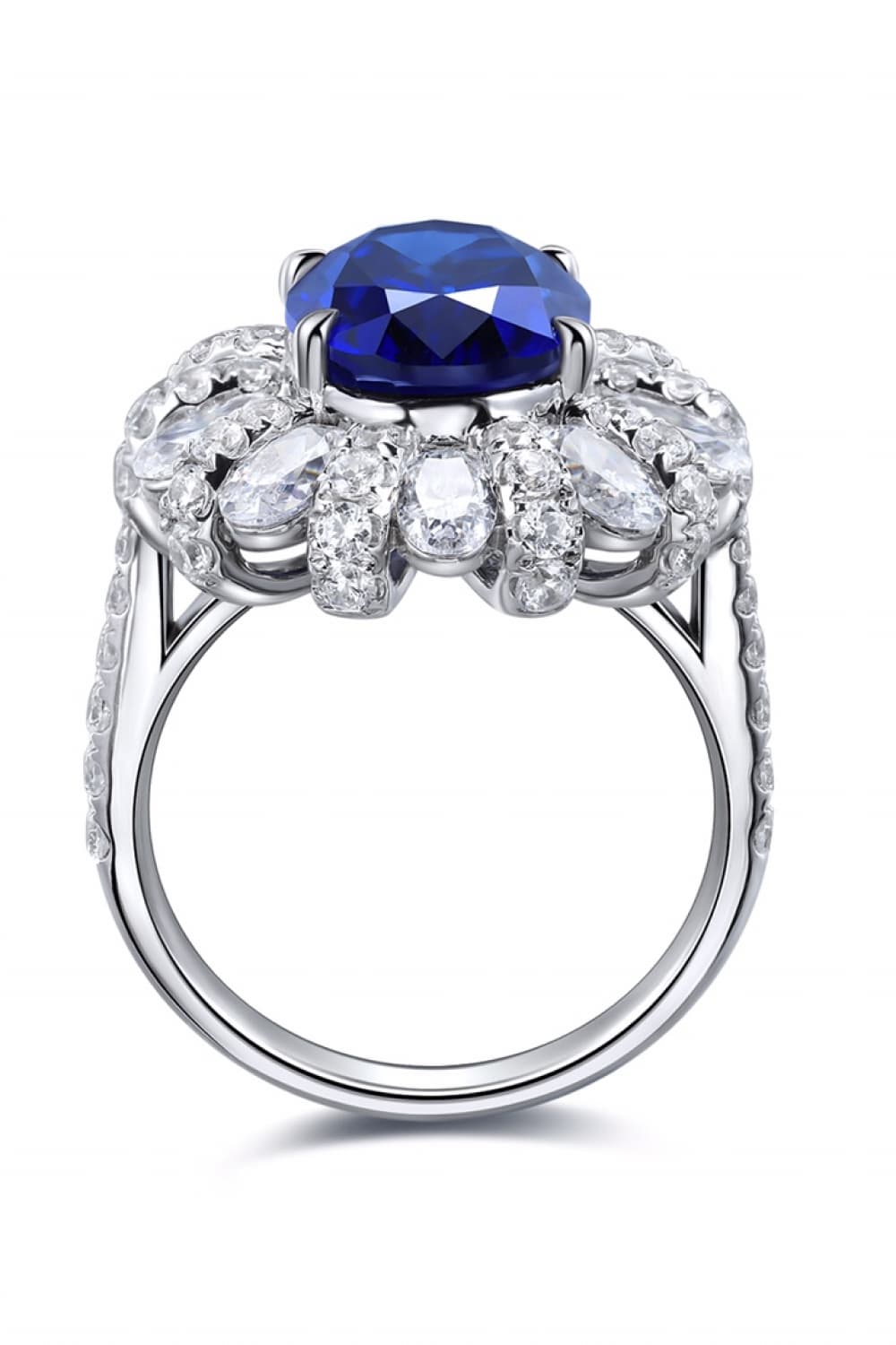 5 Carat Lab-Grown Sapphire Flower Shape Ring 