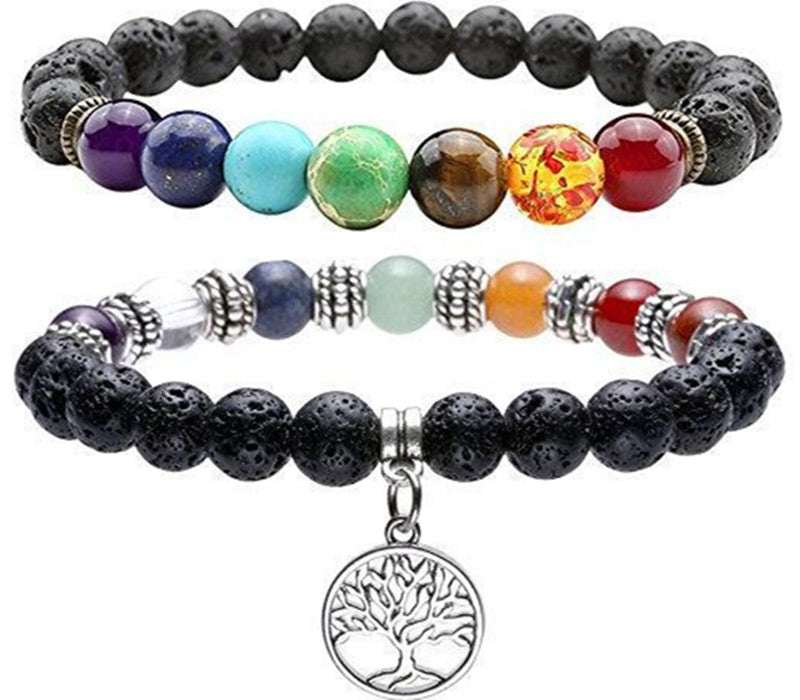 Volcanic Rock Royal Stone Bracelet Buddha Beads Bracelet Lucky Tree Pendant Bracelet