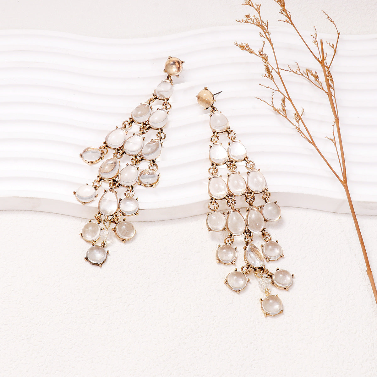 Alloy & Rhinestone Teardrop Earrings 