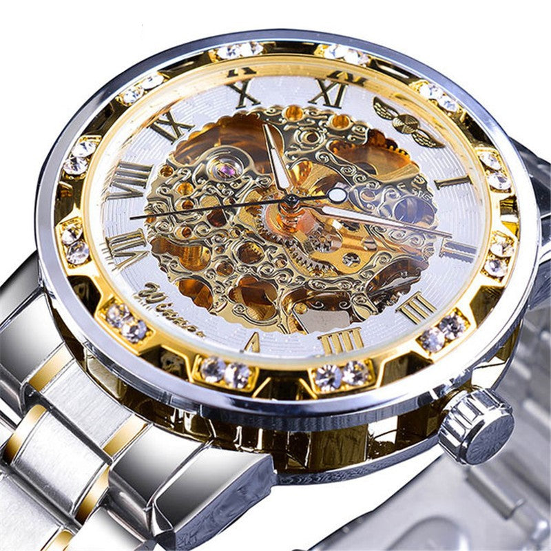 Classic popular hollow rhinestone mechanical watch