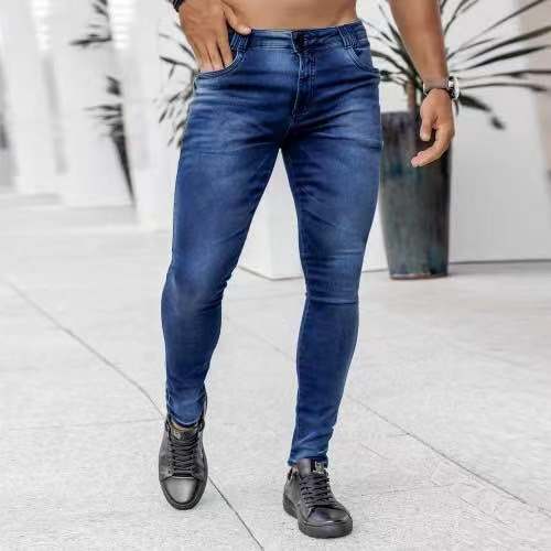 Europe And The United States New Men's Slim Broken Leg Pants New Men's Jeans