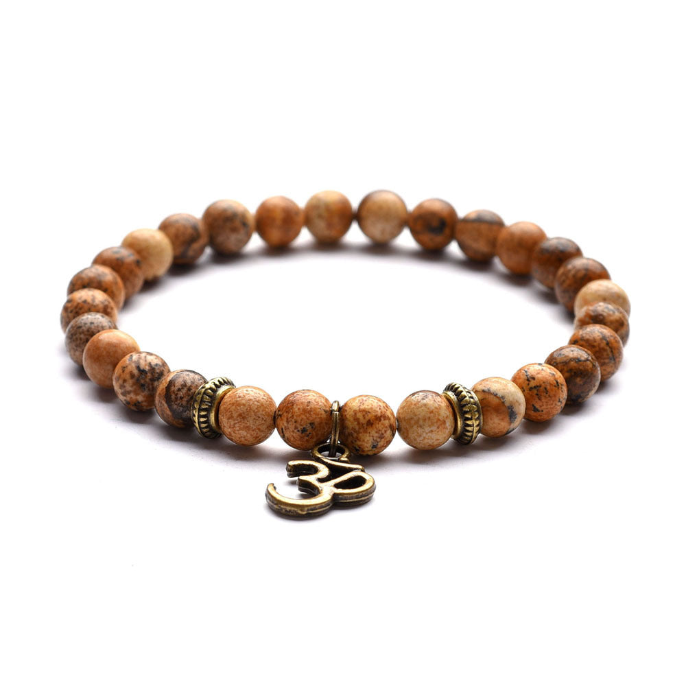 Male And Female Pictorial Stone Buddha Head Bracelet