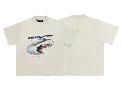 Shark Print Washed Short Sleeve 