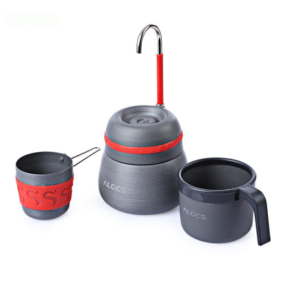 350ml Outdoor Camping Tableware Picnic Coffee Pot With Cups Aluminum Alloy Coffee Machine