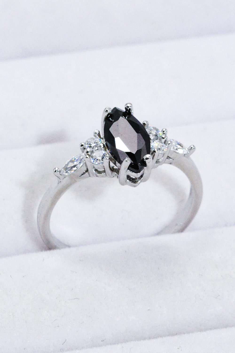 925 Sterling Silver Black Agate Ring 