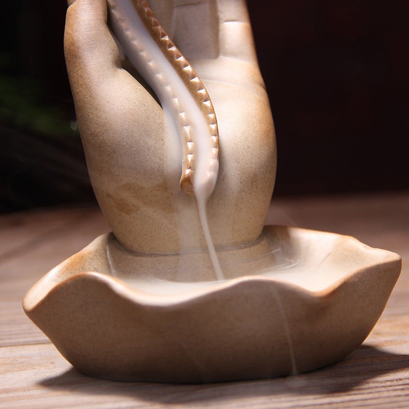 Stoneware Bergamot Guanyin Back Incense Burner