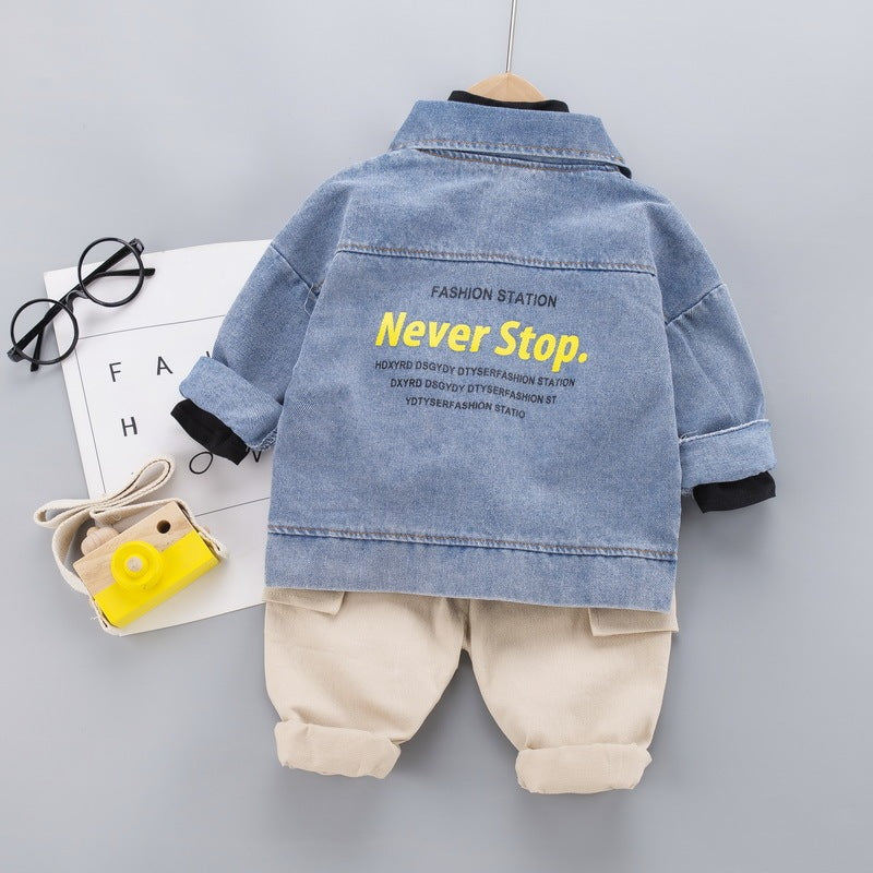 Three-piece baby denim jacket