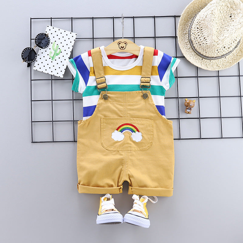 Overalls Baby and Toddler Striped Short Sleeves