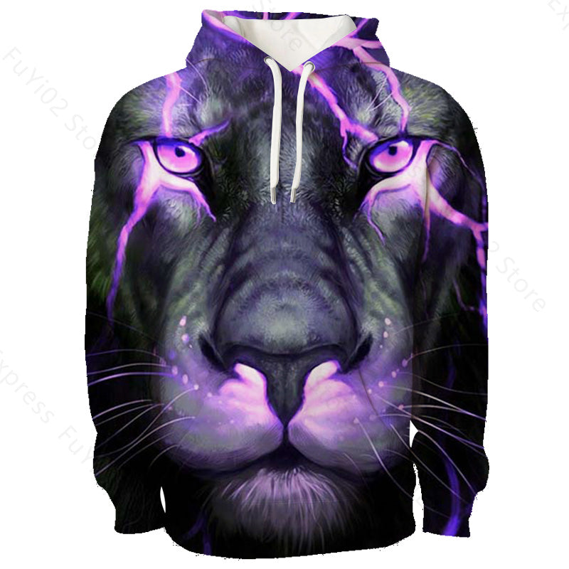 Animal 3d Wolf Pattern Hoodie Men And Women Sports Casual Wear