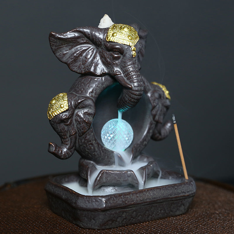 Ceramic elephant backflow incense burner