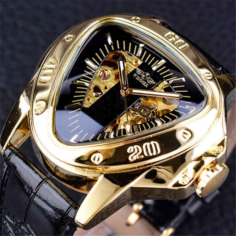 Men's Fashion Casual Hollow Triangle Large Dial Automatic Mechanical Watch