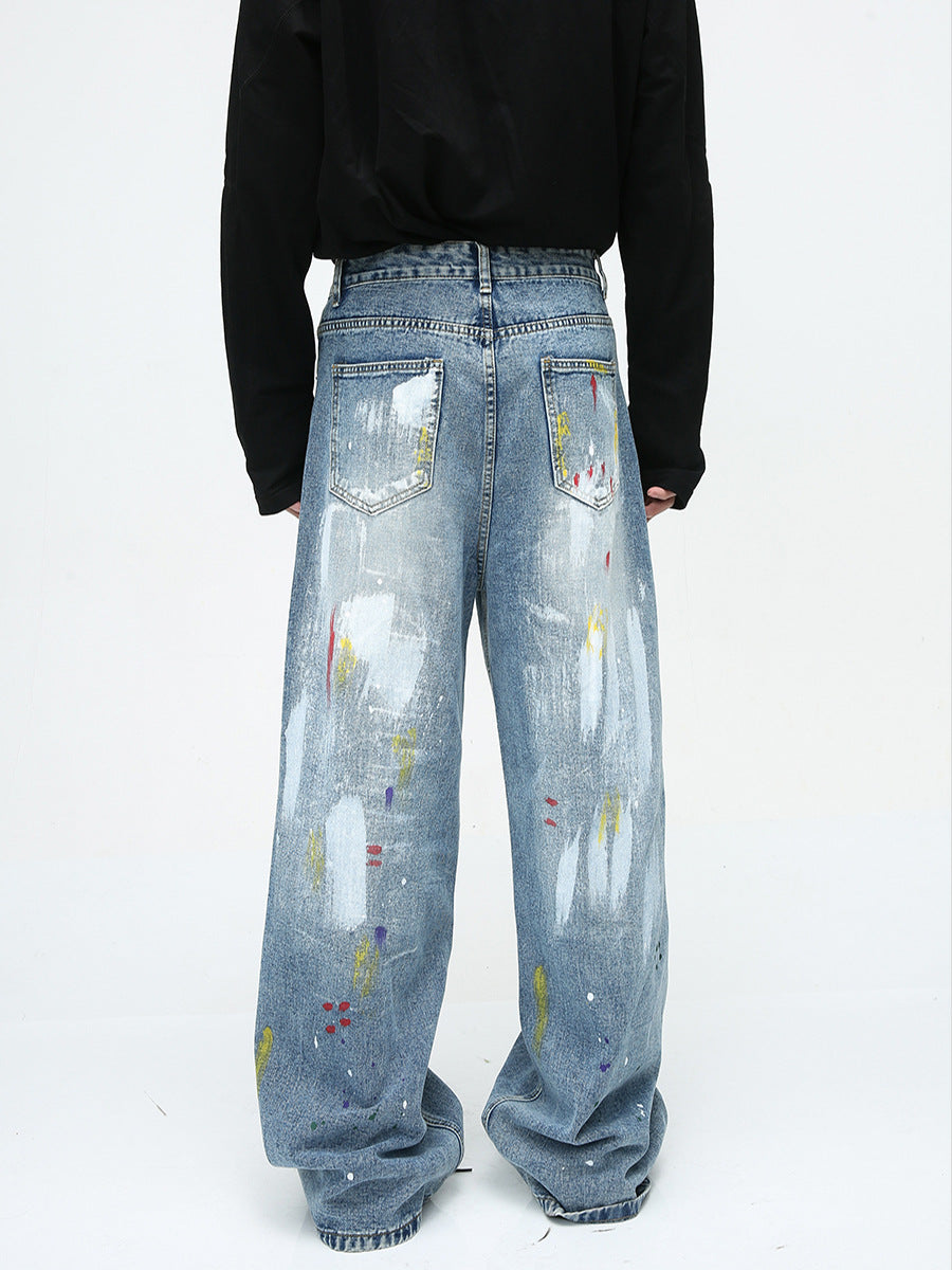 Niche Design Graffiti Loose Casual Jeans