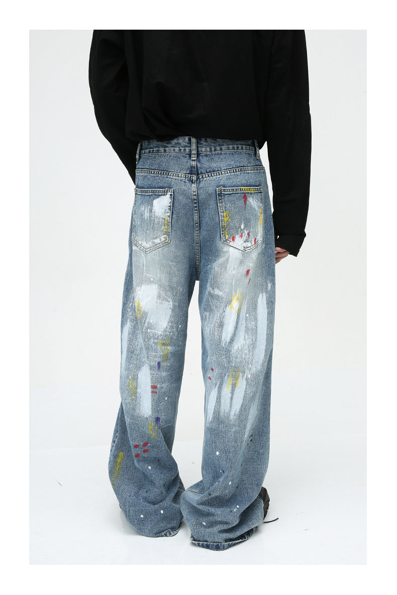 Niche Design Graffiti Loose Casual Jeans