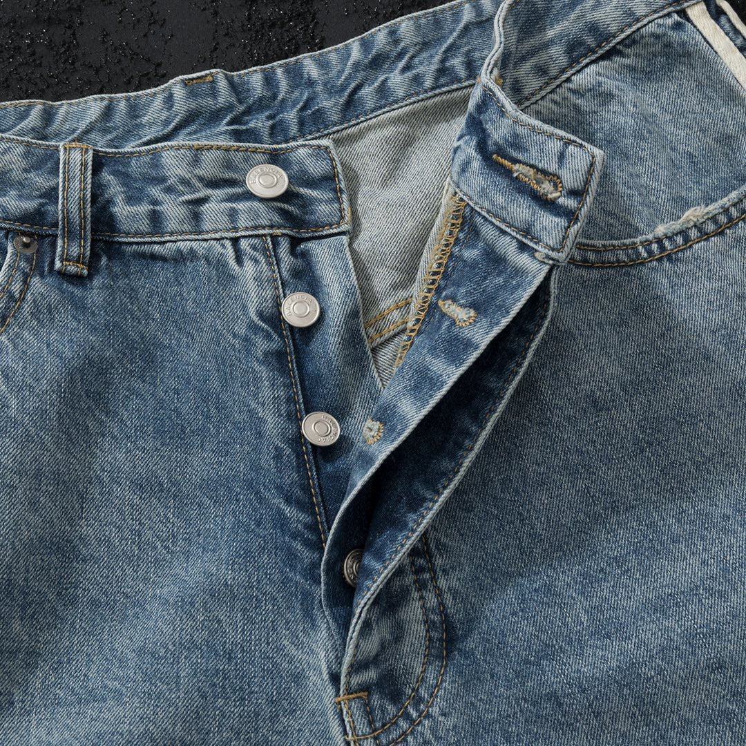 High Quality Side Ribbon Blue Jeans