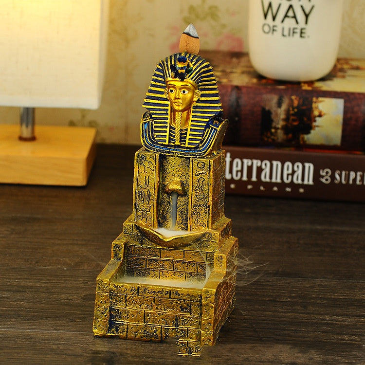 Creative Ancient Egypt Backflow Incense Burner Resin Crafts Home Buddha Ornament