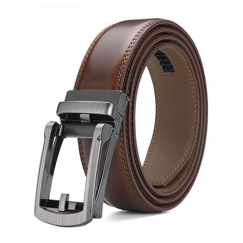 Men's Automatic Buckle Pure Cowhide Pant Belt 