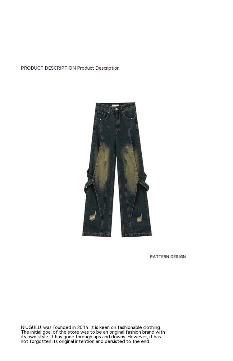 High Street Vibe Vintage Heavy Industry Worn Looking Washed-out Jeans Men